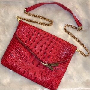 GORGEOUS Croc-Embossed Leather Bag w/ Detachable Strap, used 1x, STUNNING